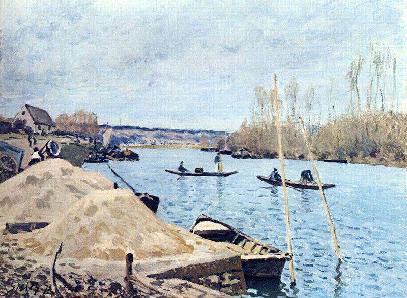 Alfred Sisley Seine bei Port Marly, Mit dem Sandhaufen oil painting image